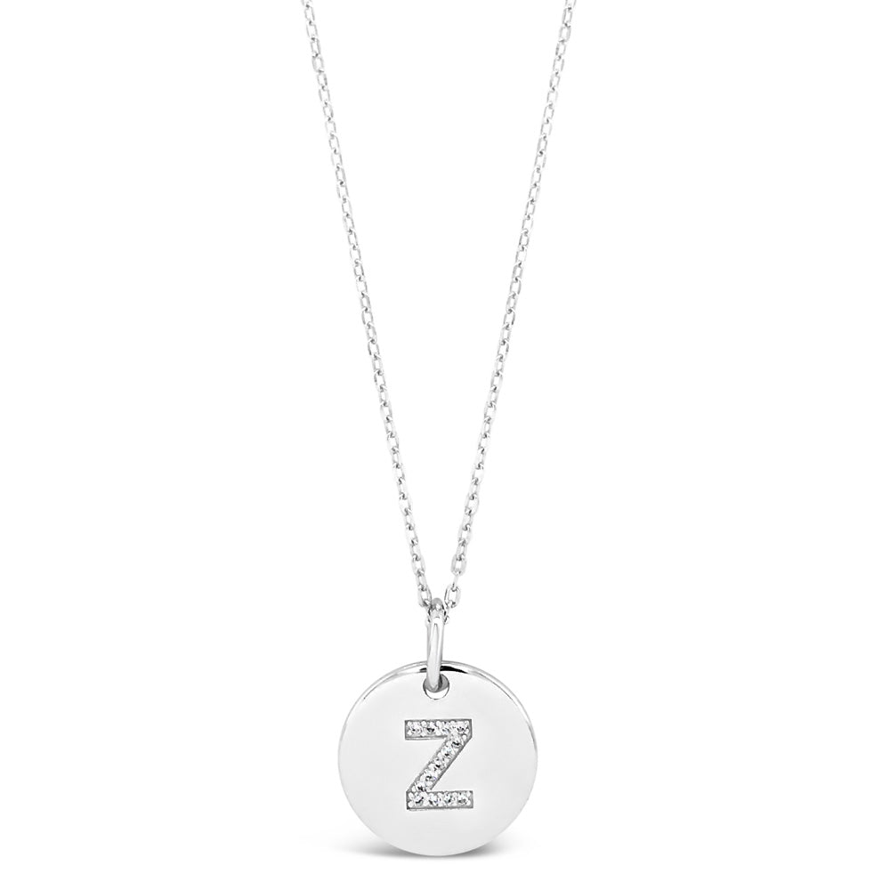 Z - Initial Letter Sterling Silver Disc Necklace