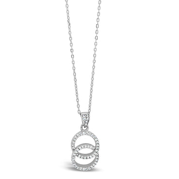 Callie Two Circles Diamante Sterling Silver Crystal Pendant