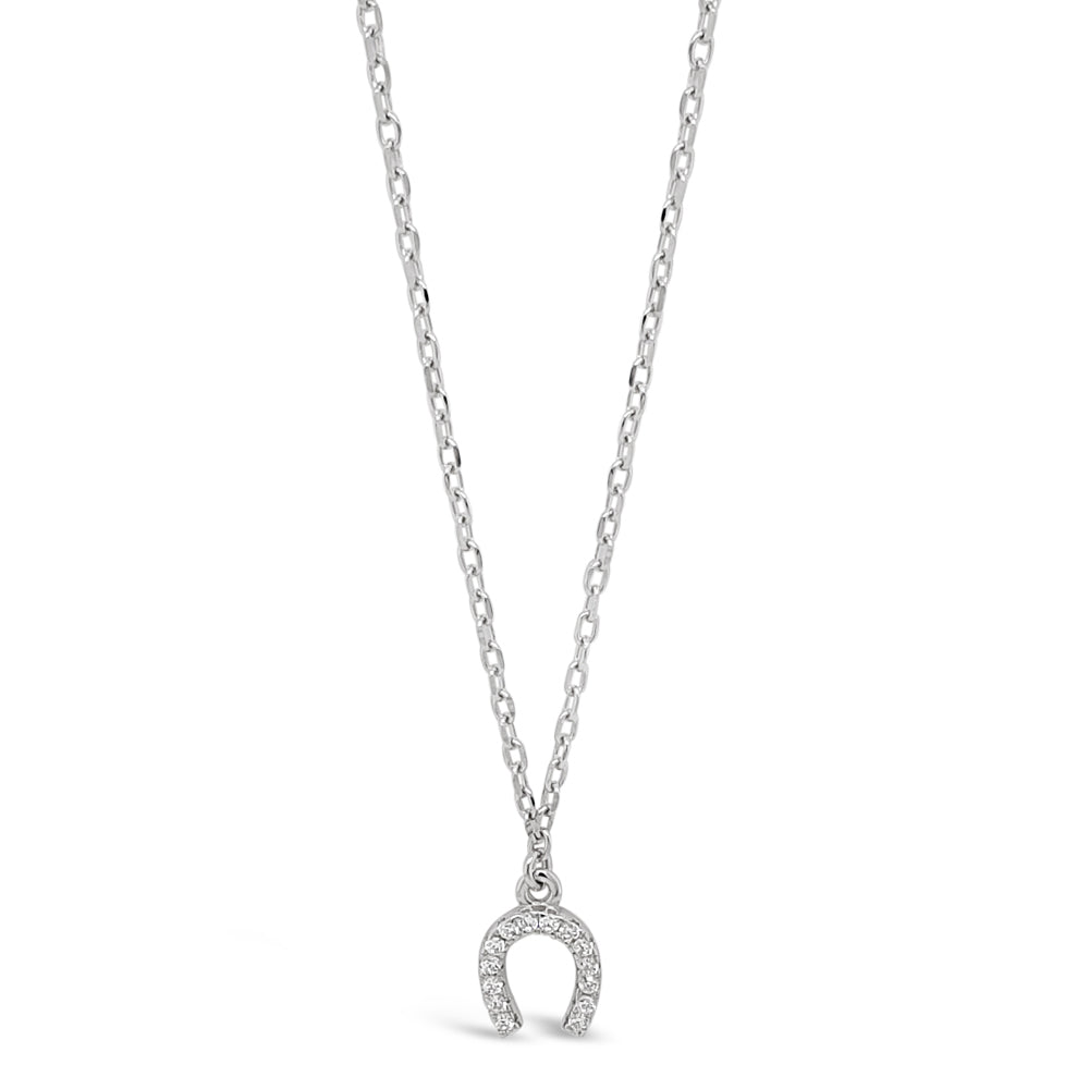 Lucky Horseshoe Sterling Silver Cubic Zirconia Pendant