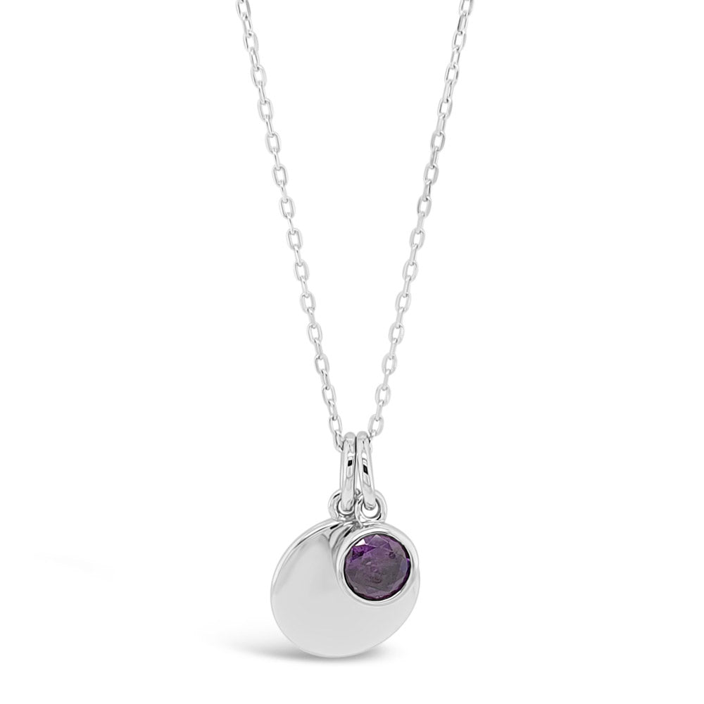 February Birthstone Sterling Silver Pendant