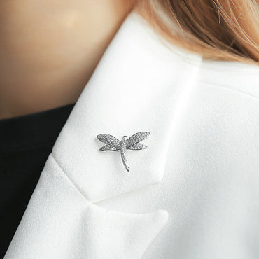 Dragonfly Crystal Clear Diamante Brooch