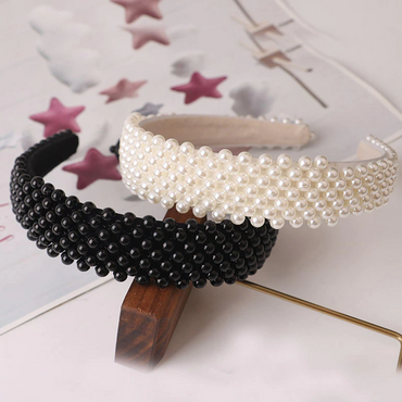 Tasha Black Beads Fabric Headband