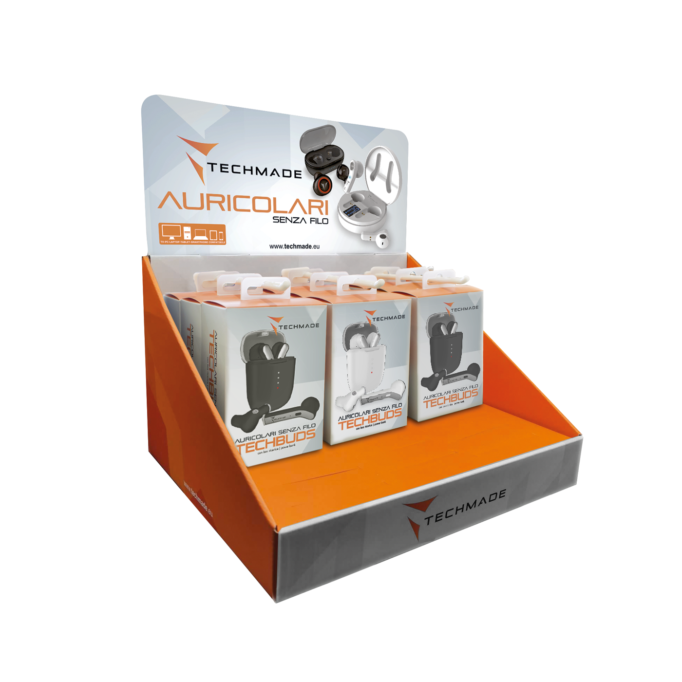 White Wireless Earbuds by Techmade