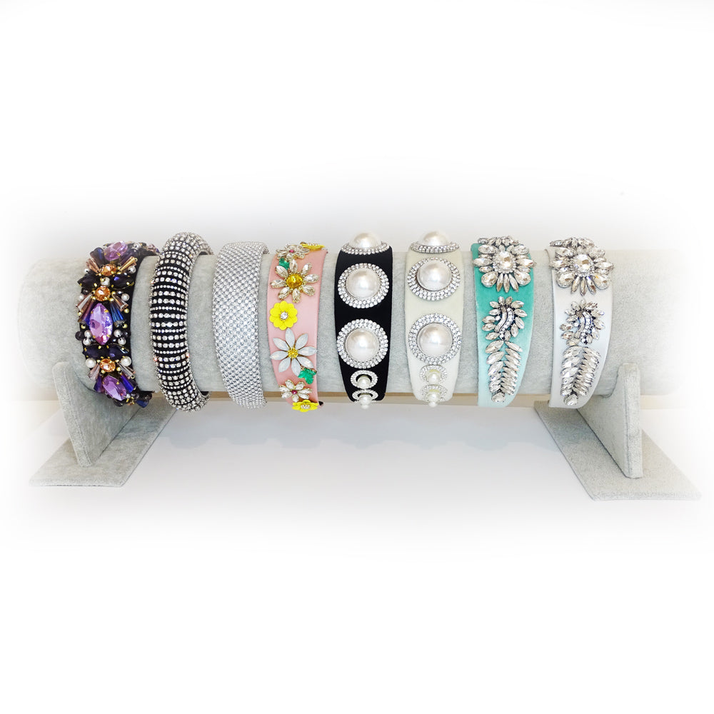 Tanya Pearls and Diamante Crystals Ivory Velvet Headband