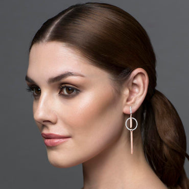 Shop Emma Two Tone Silver Rose Gold Long Statement Earrings