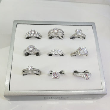 Sterling Silver Cubic Zirconia Five Stone Ring Set