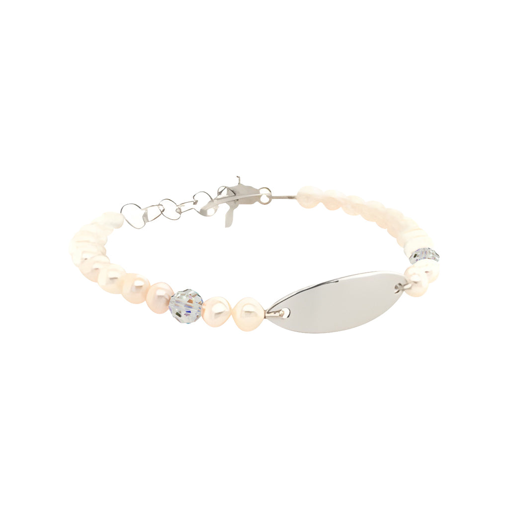 April Freshwater Pearl Personalized Sterling Silver Bracelet 