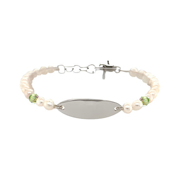 August Freshwater Pearl Personalized Sterling Silver Bracelet Gift Set