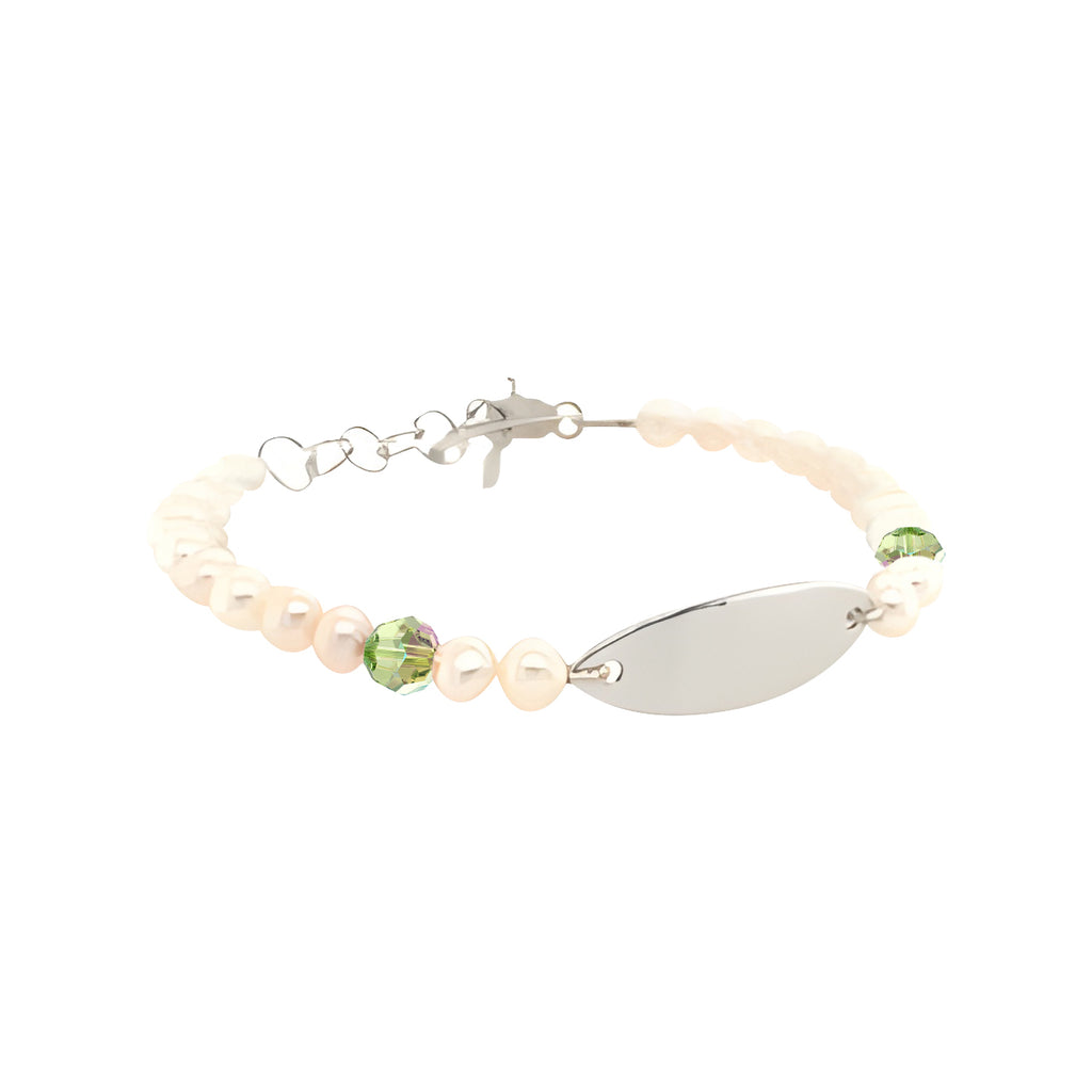August Freshwater Pearl Personalized Sterling Silver Bracelet
