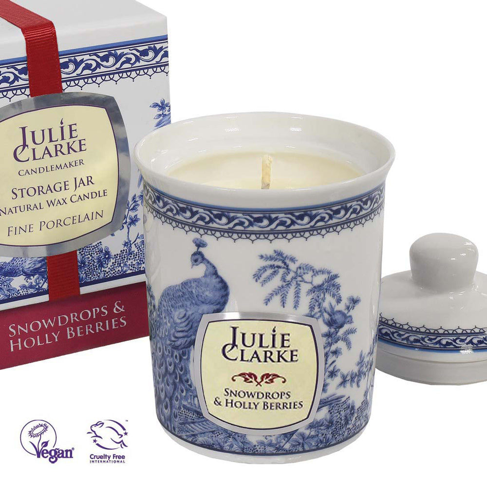 Snowdrops & Holly Berries Jar Candle by Julie Clarke