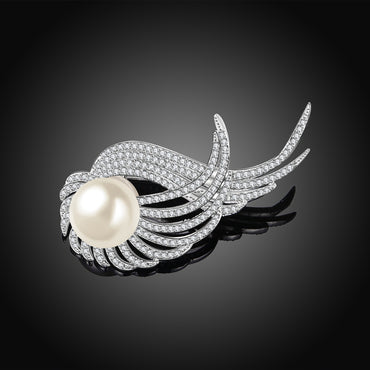 Flying Winds Silver Diamante Brooch