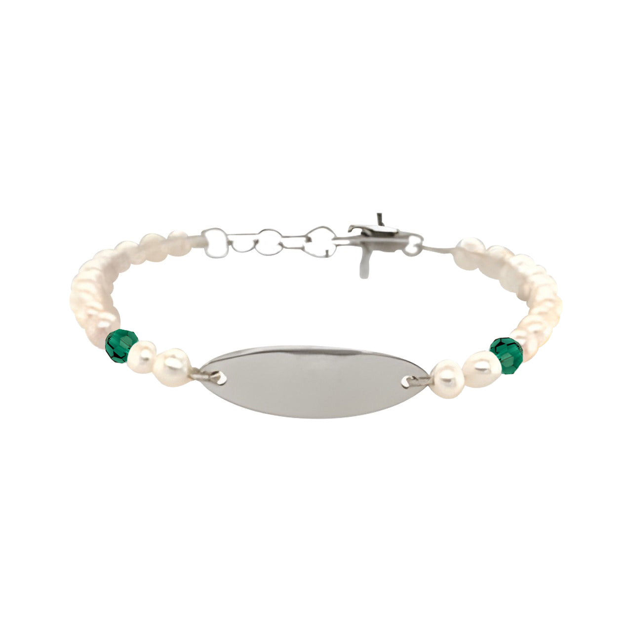 Shop May Fresh Water Pearl Personalized Sterling Silver BraceletMarch Fresh Water Pearl Personalized Sterling Silver Bracelet