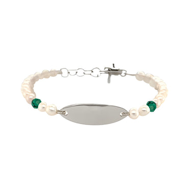 Shop May Fresh Water Pearl Personalized Sterling Silver BraceletMarch Fresh Water Pearl Personalized Sterling Silver Bracelet