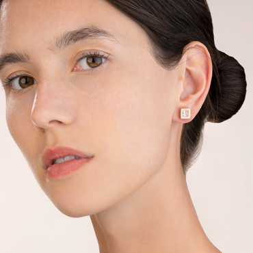 Coeur De Lion 0140E Stainless Steel, Rose Gold & Crystal, Square Earrings