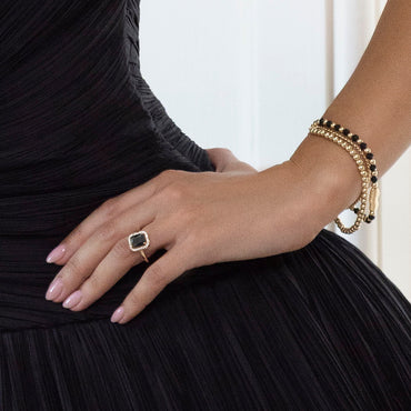 Absolute Jewellery Jet Halo Gold Ring