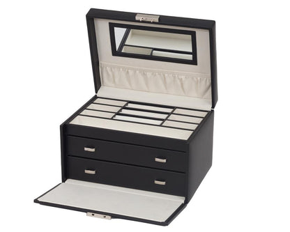 Sharon Black Bonded Leather Jewellery Box