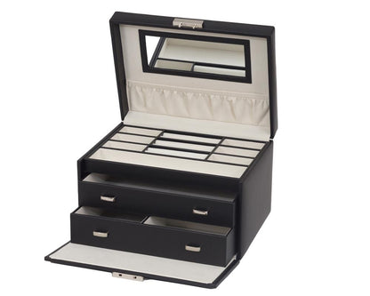 Sharon Black Bonded Leather Jewellery Box