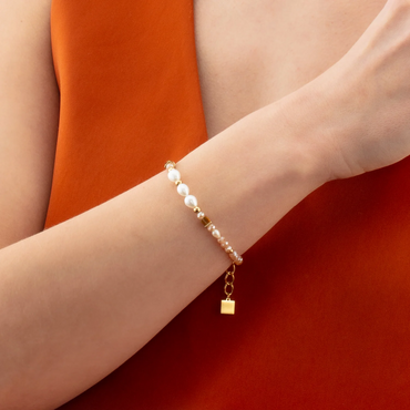 Coeur De Lion Cosmic Pearls Deep Gold Bracelet