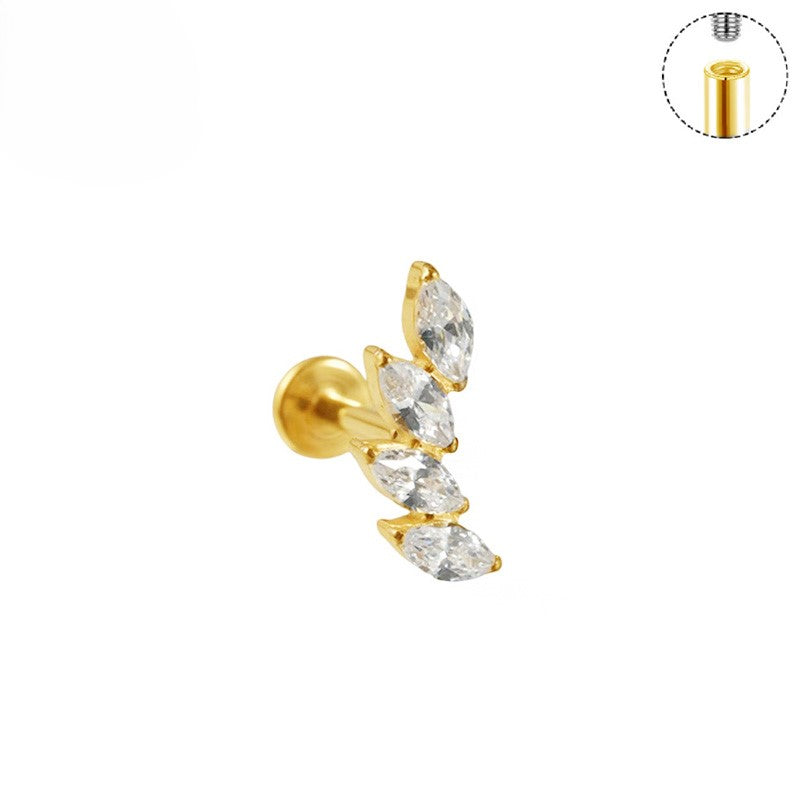 Quadruple Marquise Stone Titanium Labret Flat Back Earring