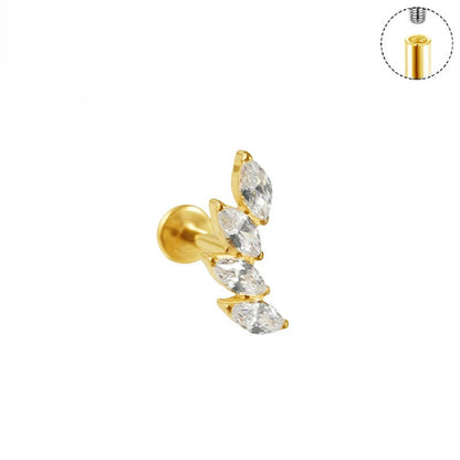 Quadruple Marquise Stone Titanium Labret Flat Back Earring