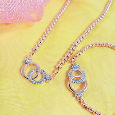 Chanelle Intercircles Rose Gold Beaded Bracelet