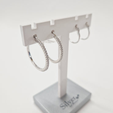Sterling Silver Cubic Zirconia Hoop Earrings