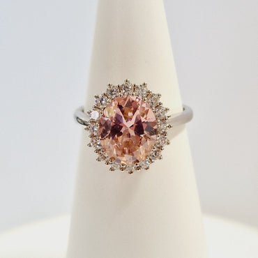 Sterling Silver Pink Zircon Cluster Ring
