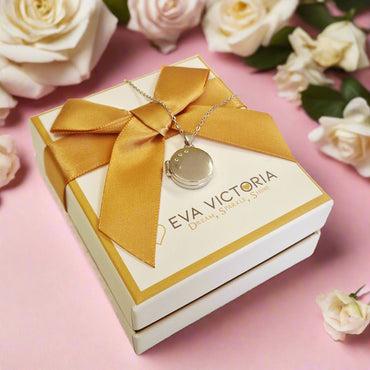 Personalised Sterling Silver Round Locket with Laser Engraving Eva Victoria Ireland