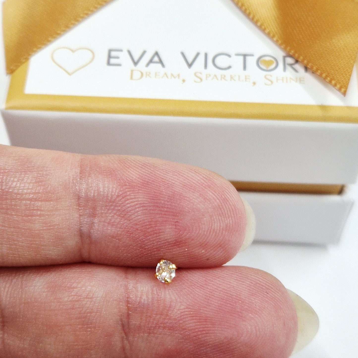 3mm CZ Gold Plated L-Shape Nose Stud