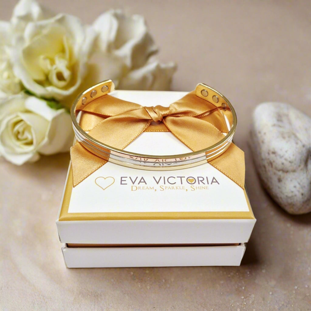 rose gold and silver 3 tone copper bangle with magnets for women ireland