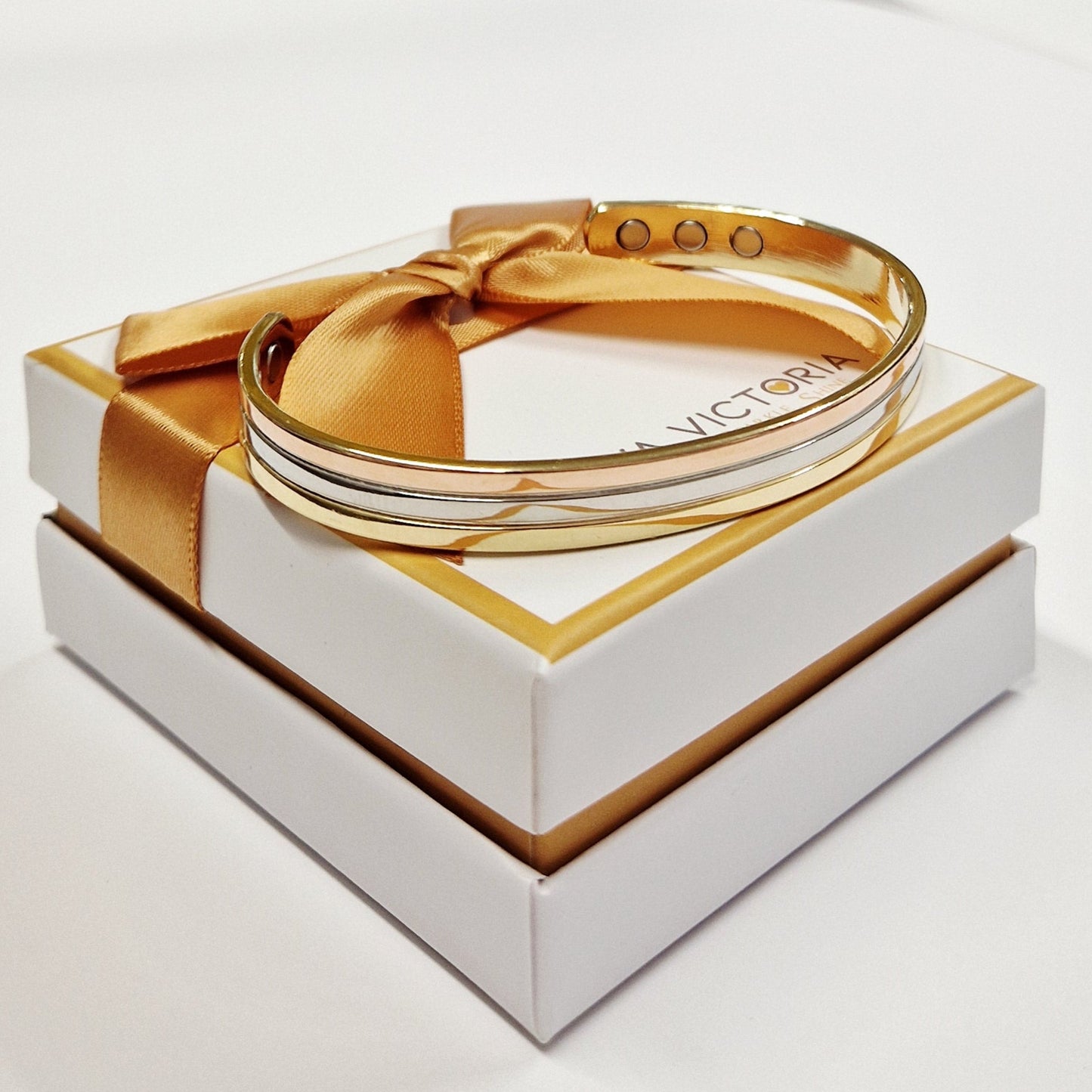 rose gold & silver 3 tone magnetic copper bangle bracelet for women ireland
