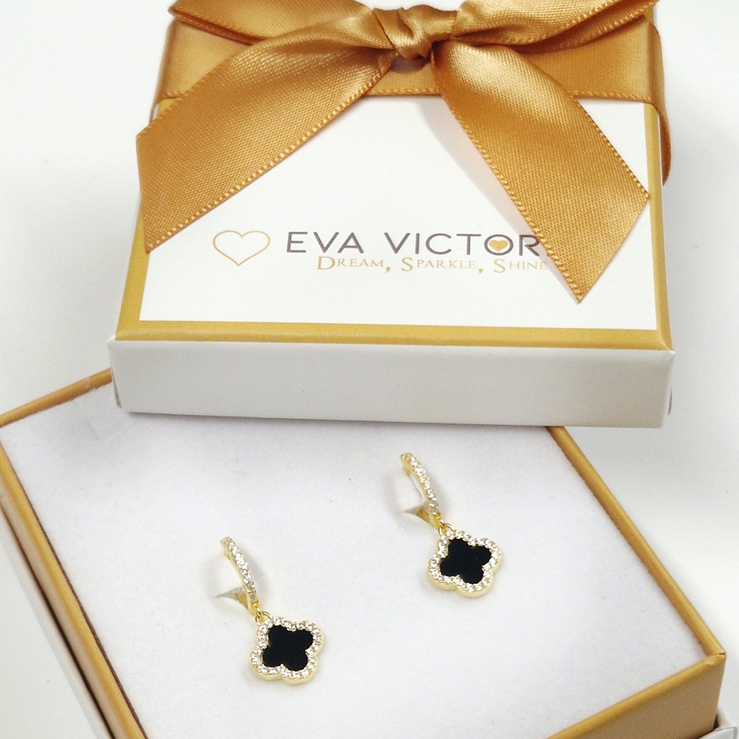 black clover gold hoop earrings in eva victoria ireland gift box