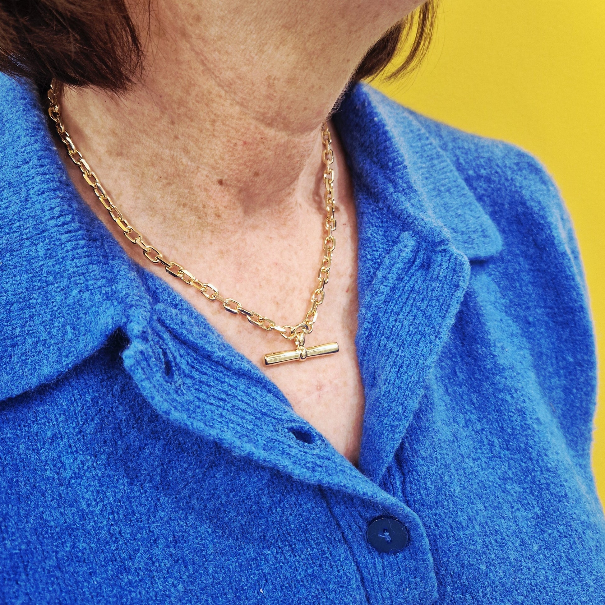 gold chunky t-bar necklace eva victoria ireland