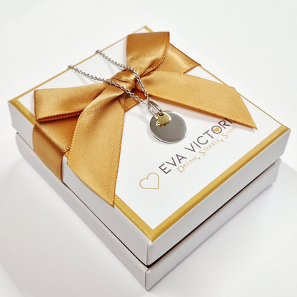 Custom engraved 15mm disc pendant on 45cm chain Eva Victoria
