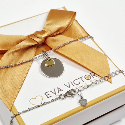 Sterling silver and gold heart charm personalised necklace Ireland