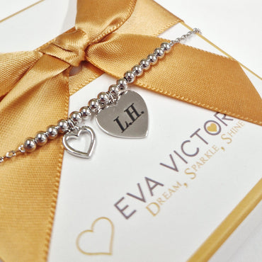 sterling silver heart bracelet with personal engraving - Eva Victoria Ireland