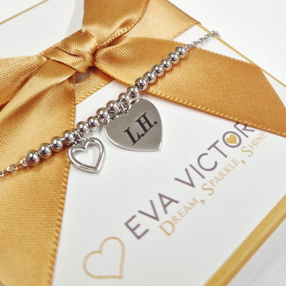 sterling silver heart bracelet with personal engraving - Eva Victoria Ireland