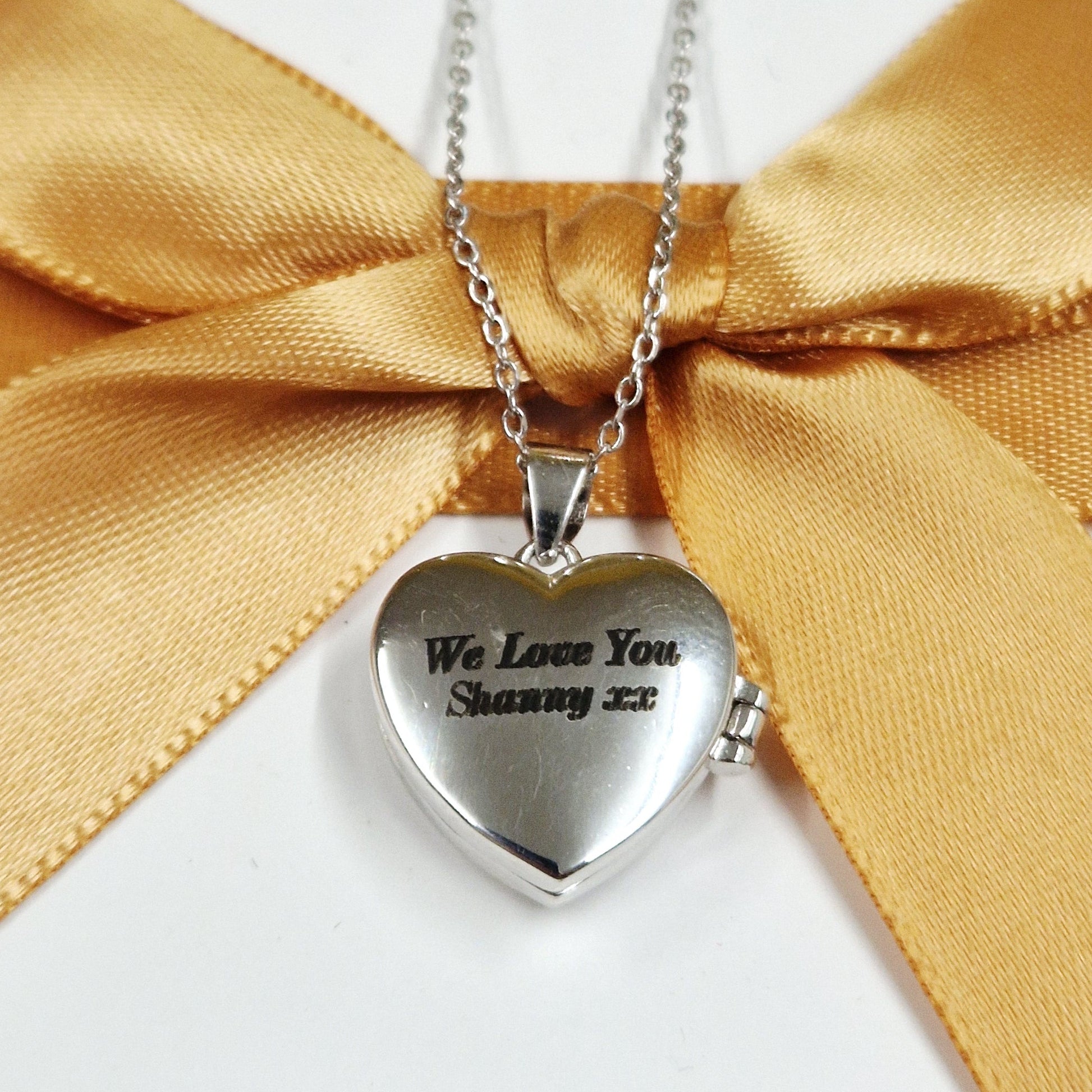 We Love You engraving on silver heart locket - Eva Victoria Ireland