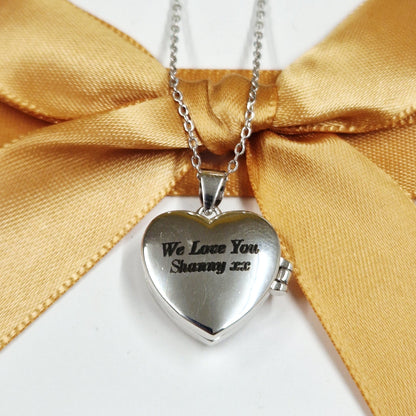 We Love You engraving on silver heart locket - Eva Victoria Ireland