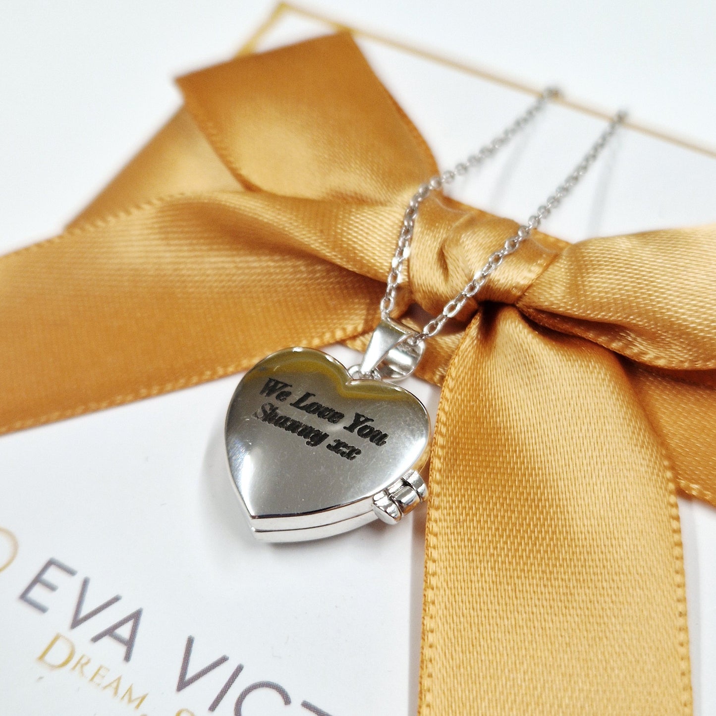 personalised silver heart locket with engraving - Eva Victoria Ireland