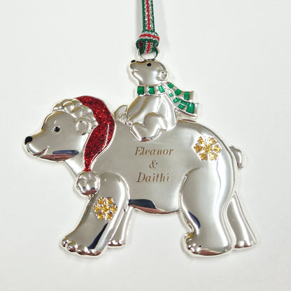 bear and baby christmas decoration with engraving