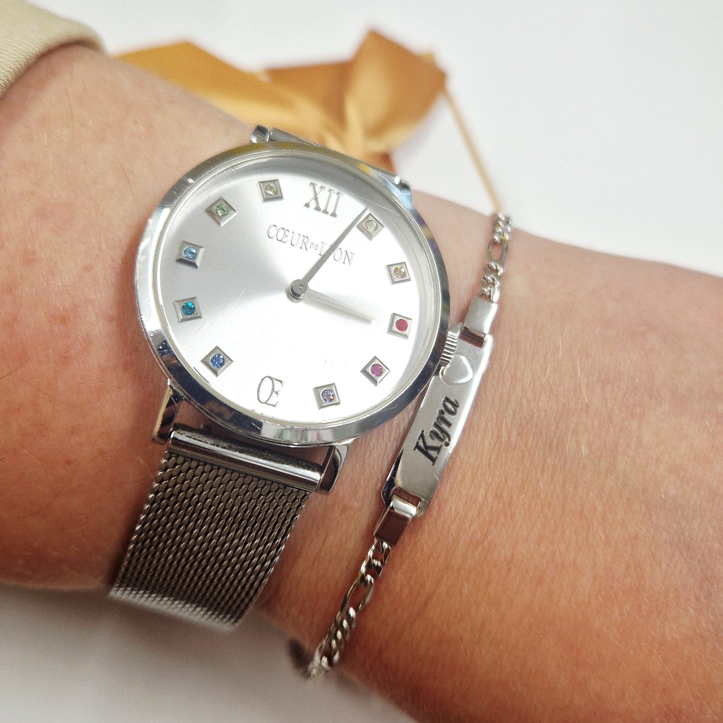 sterling silver figaro ID bracelet for girls - engraving eva victoria ireland