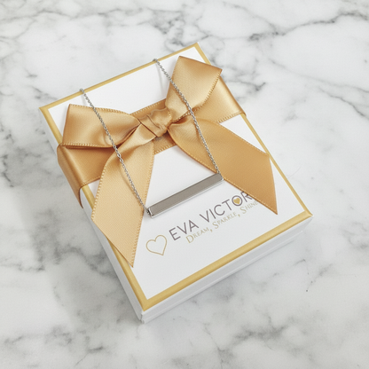 Eva Victoria Personalised 3D Bar Silver Necklace