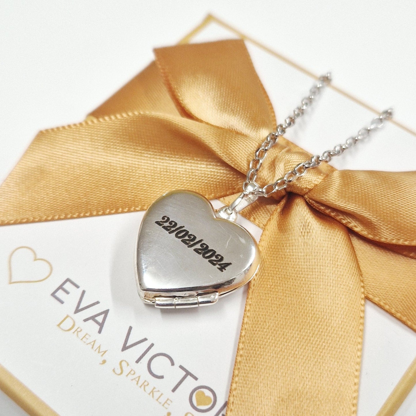 silver locket with photos and engraving - ireland