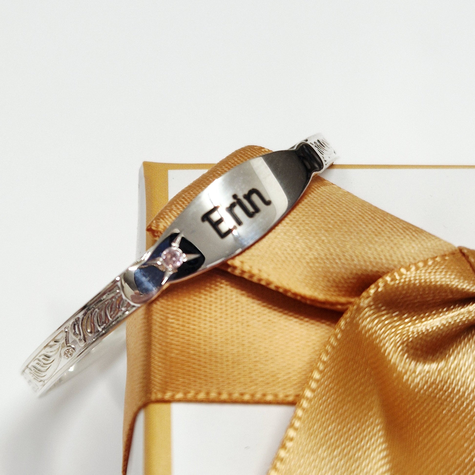 sterling silver baby bangle with name engraving 