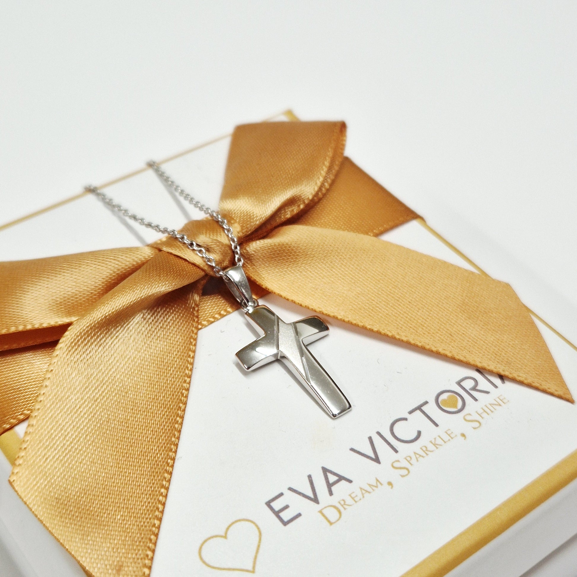 Sterling Silver 20mm Domed Cross for boys - eva victoria ireland