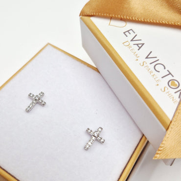 925 silver stud cross earrings for holy communion girls in ireland