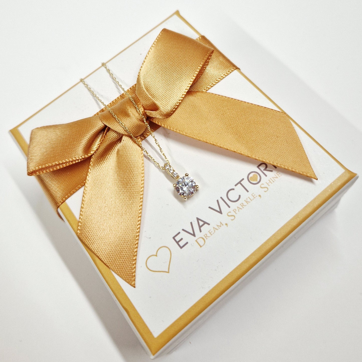 9ct Gold Pave CZ Solitaire Pendant