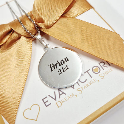 21st birthday engraving on st christopher silver medal for men ireland