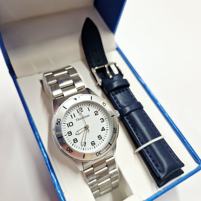 sporty silver watch for boys & extra leather strap - confirmation watch for boys in ireland